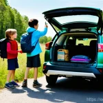 토요타 라브4 하이브리드와 테슬라 모델 Y 비교 - **Prompt for Toyota RAV4 Hybrid - Family Outdoor Adventure:**
    "A 2025 Toyota RAV4 Hybrid, in a v...