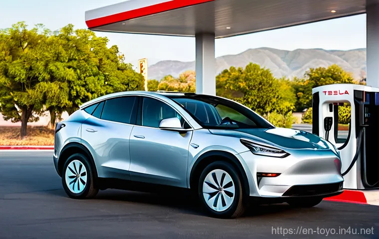 토요타 라브4 하이브리드와 테슬라 모델 Y 비교 - **Prompt for Tesla Model Y - Modern Urban Electric Lifestyle:**
    "A sleek, silver 2025 Tesla Mode...