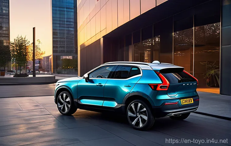 토요타 프리우스와 볼보 C40 비교 - **Prompt:** A modern, sleek Toyota Prius (latest generation) interior, viewed from the rear passenge...