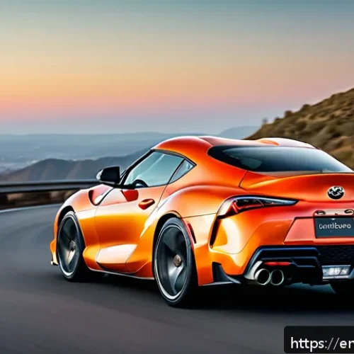 Home 27 토요타 수프라의 주행 성능 리뷰 - A sleek Toyota Supra sports car in motion on a winding mountain road during golden hour, showcasing ...